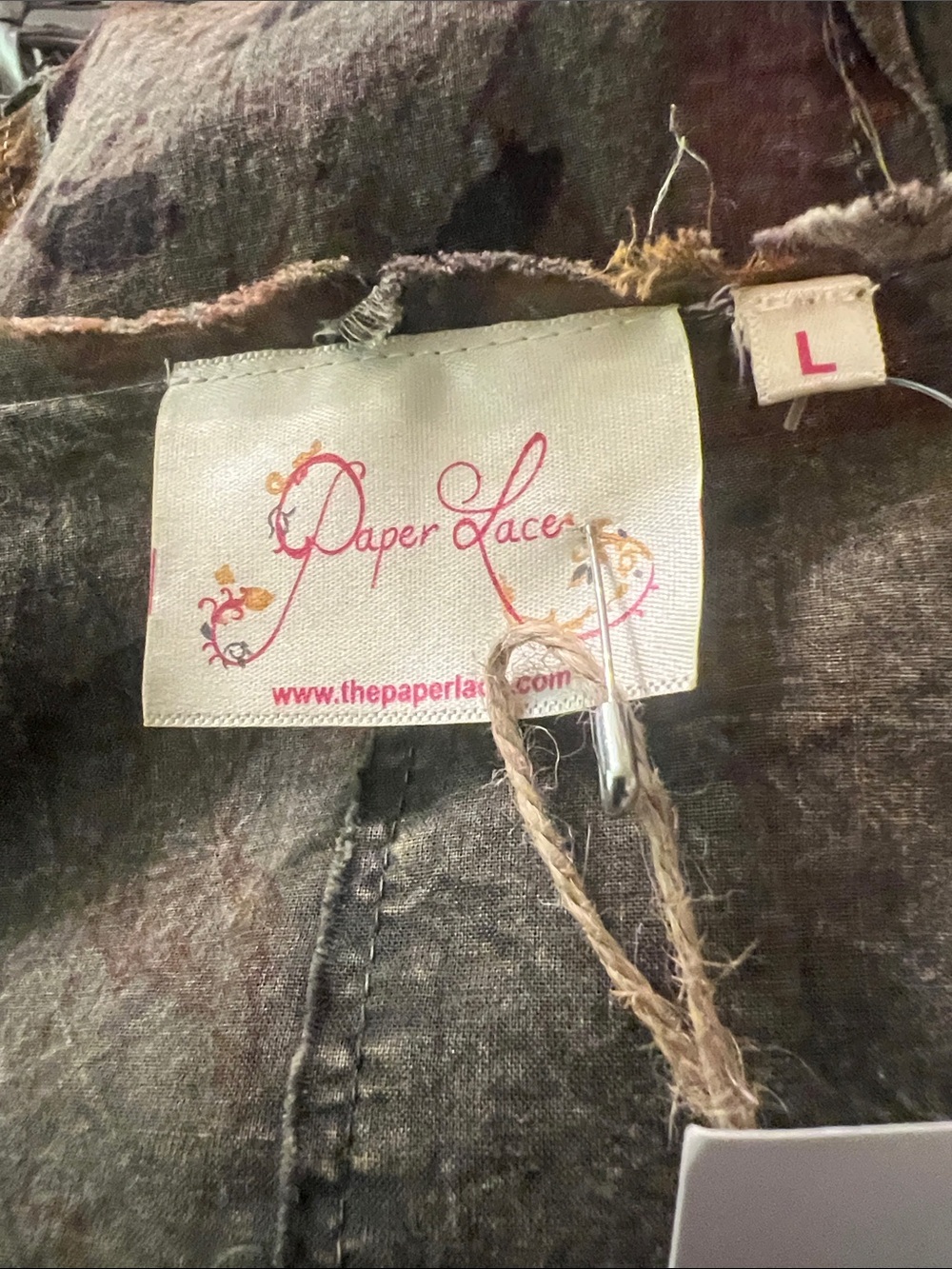 NWT Paper Lace Patchwork-Inspired Olive Multi Long Sleeve Midi Dress - Picture 10 of 11